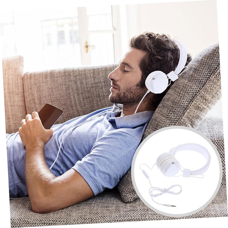 White Wired Over Ear Headphones with Noise Cancelling Microphone Comfortable Gaming Headset for Laptop - Image 4
